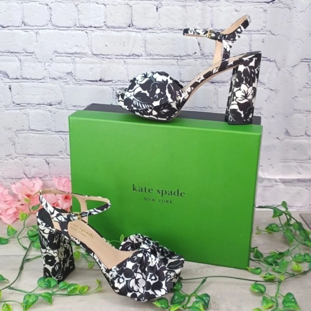Kate Spade New York Lucie Tropical Foliage Floral Print Platform Sandals NIB